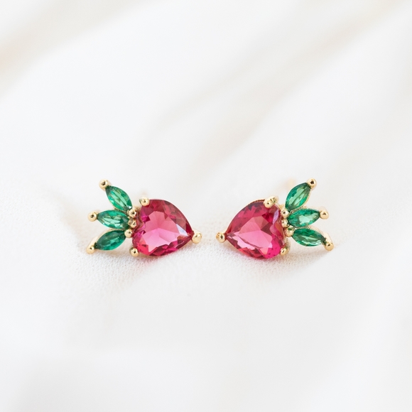 Sweet Strawberry Studs (S925) - Only 3 left! - Picture 2 of 9